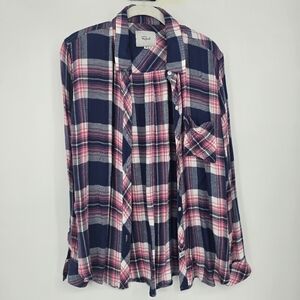Rails Blue Pink Plaid Flannel long sleeve button down Shirt size medium